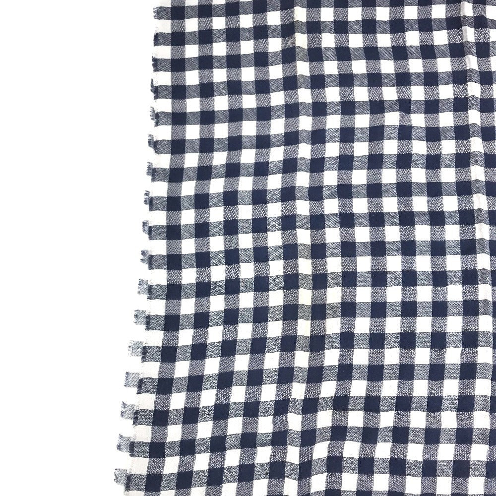 LOUIS VUITTON 不明 Damier check logo Shawl Fringe Scarf Stole/Shawl cotton blue Used