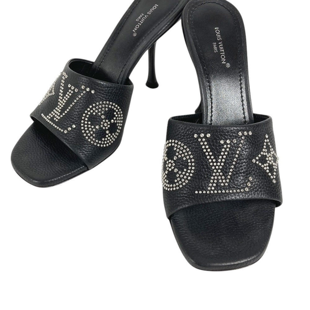 LOUIS VUITTON 不明 6AM Studded LV Logo Shoes, Sandals Mules Leather Black Used