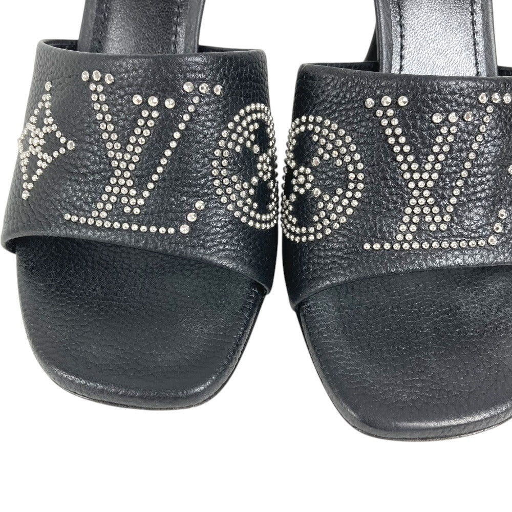 LOUIS VUITTON 不明 6AM Studded LV Logo Shoes, Sandals Mules Leather Black Used