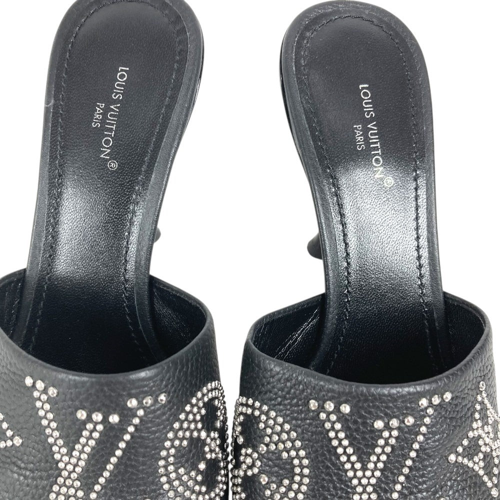 LOUIS VUITTON 不明 6AM Studded LV Logo Shoes, Sandals Mules Leather Black Used