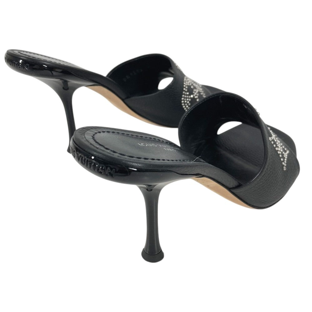LOUIS VUITTON 不明 6AM Studded LV Logo Shoes, Sandals Mules Leather Black Used