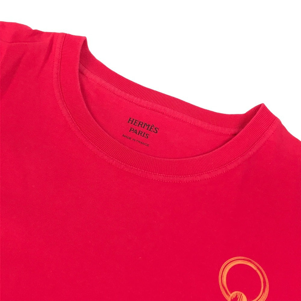 HERMES Chainpattern logo Apparel T-shirt Dress Round neck Dress cotton Red Used