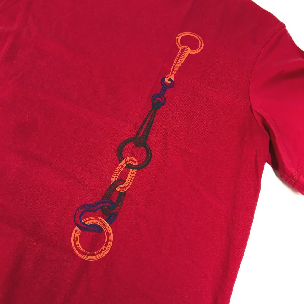 HERMES Chainpattern logo Apparel T-shirt Dress Round neck Dress cotton Red Used