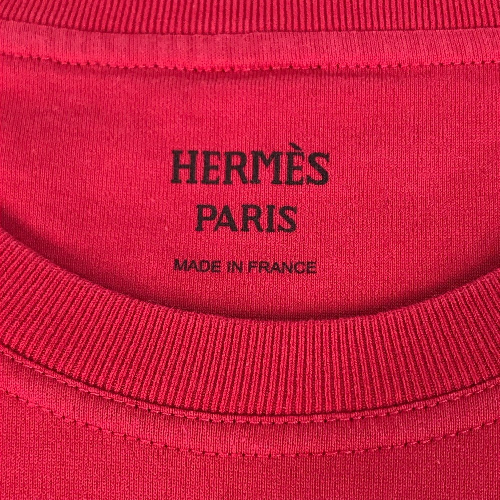 HERMES Chainpattern logo Apparel T-shirt Dress Round neck Dress cotton Red Used