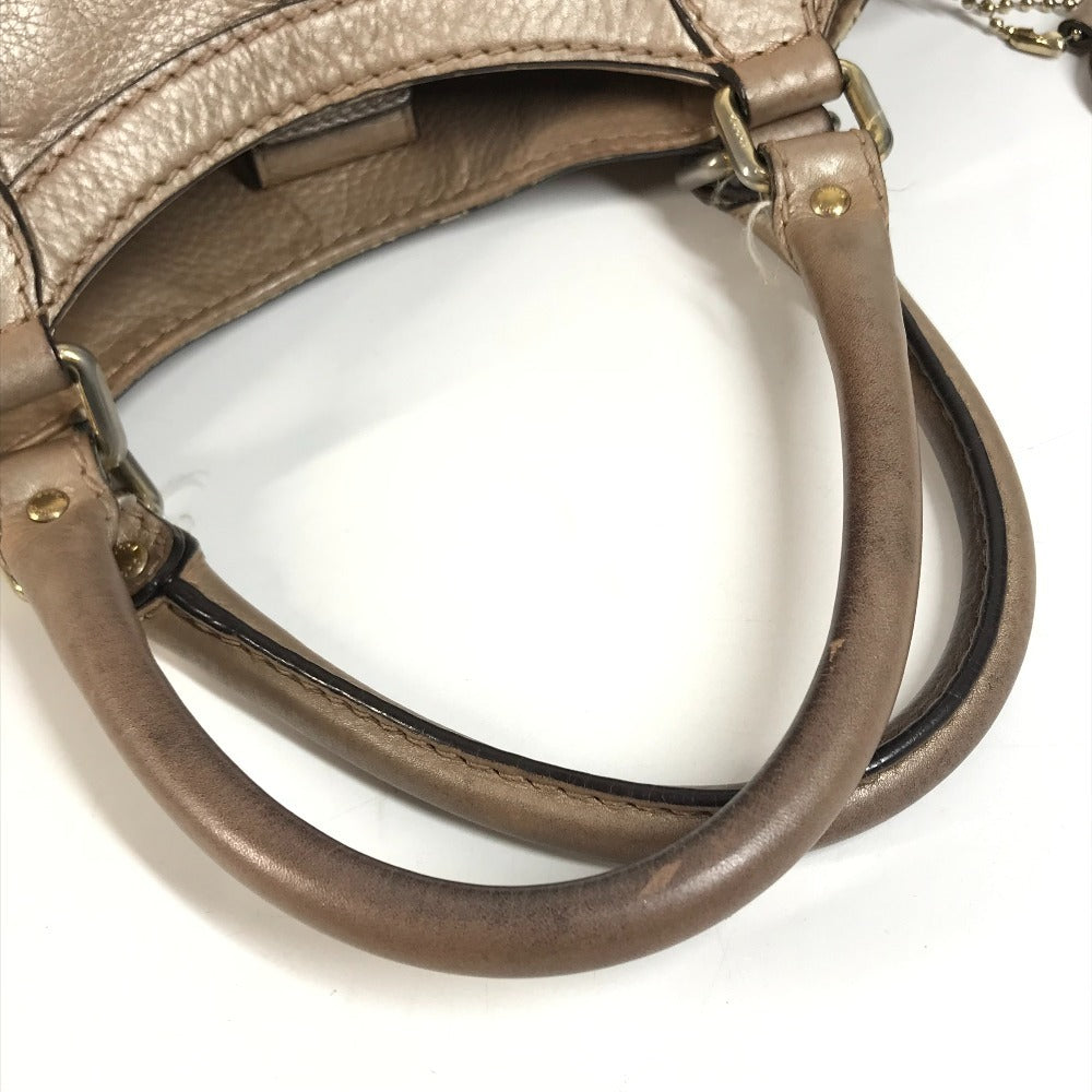 GUCCI 211944 With GG charm Bag Tote Bag shawl Shoulder Bag Leather Metallic Pink BeigeBased Used
