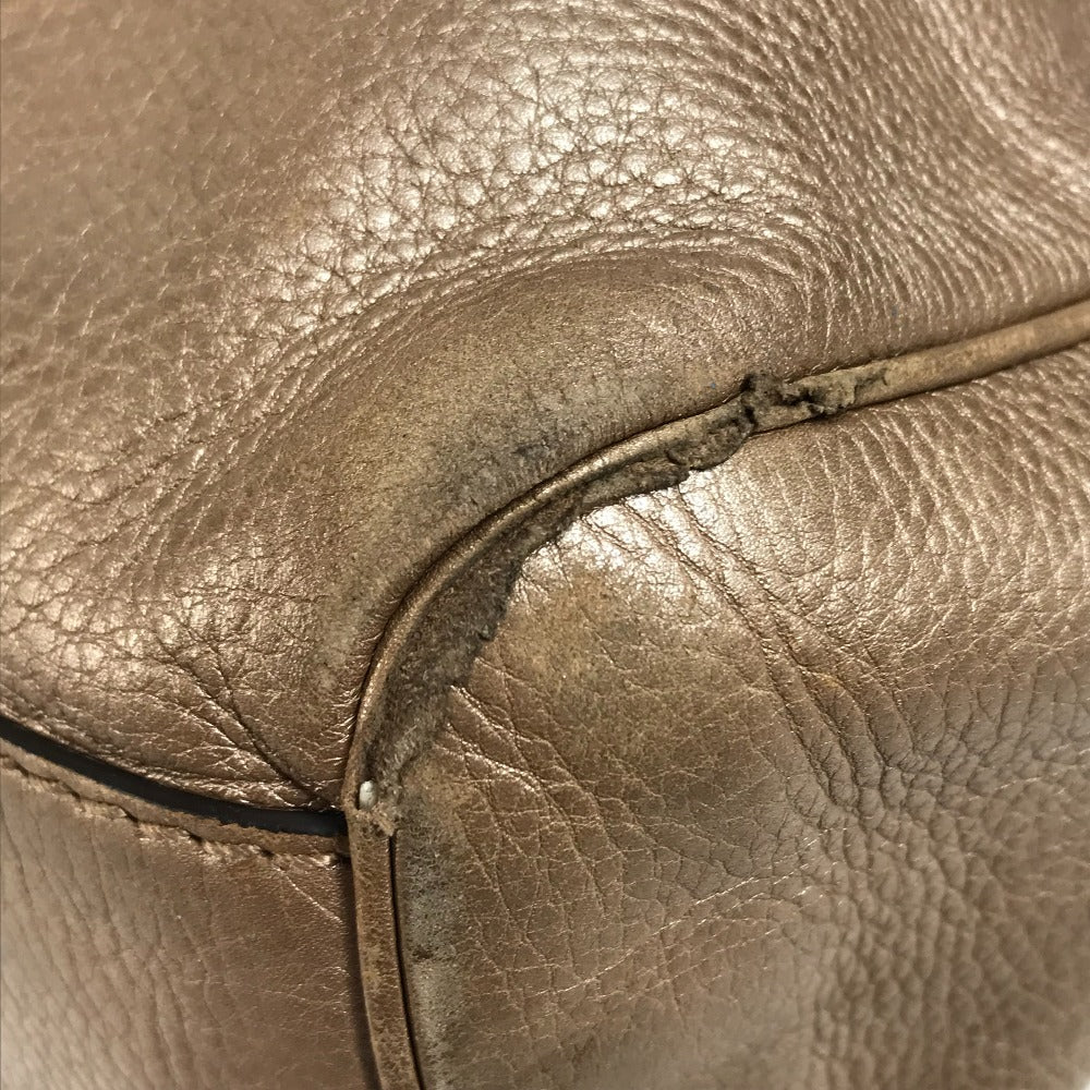 GUCCI 211944 With GG charm Bag Tote Bag shawl Shoulder Bag Leather Metallic Pink BeigeBased Used