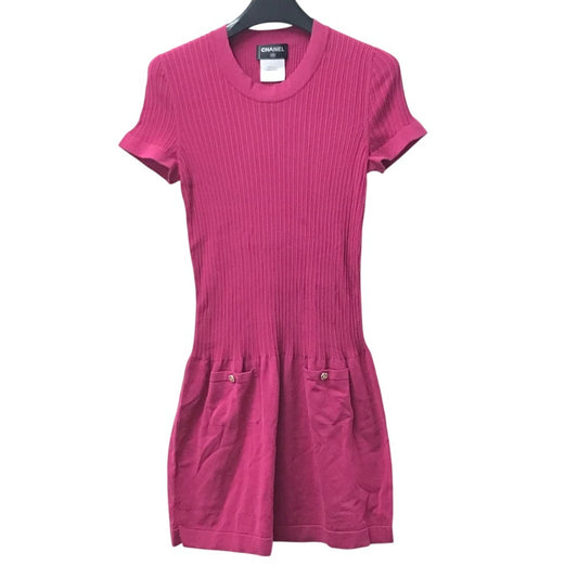 CHANEL P40365 CC CC Mark Logo Knit Short Sleeve Apparel One-piece Dress cotton / silk pink Used