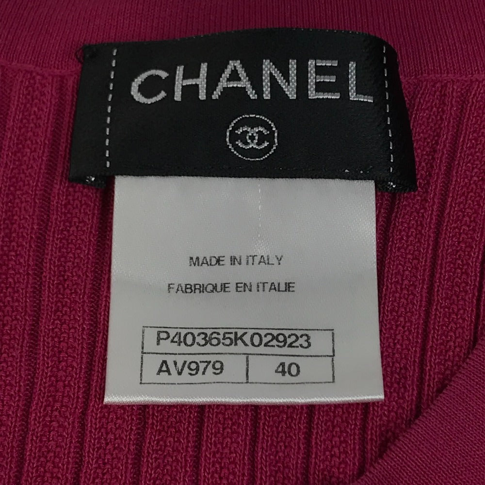 CHANEL P40365 CC CC Mark Logo Knit Short Sleeve Apparel One-piece Dress cotton / silk pink Used
