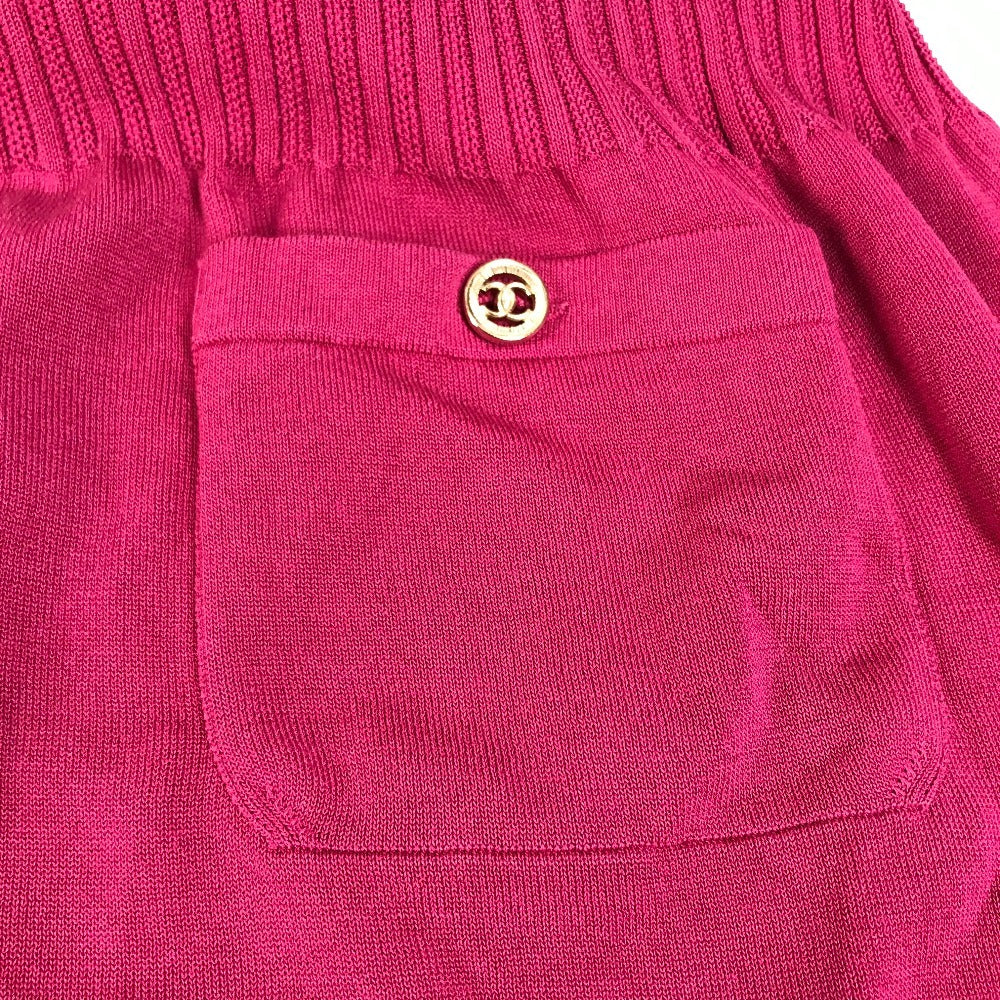 CHANEL P40365 CC CC Mark Logo Knit Short Sleeve Apparel One-piece Dress cotton / silk pink Used