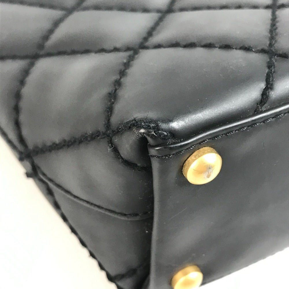 CHANEL Shoulder CC Mark Logo Wild Stitch Logo Hand Bag Tote Bag Leather Black/Gold Used
