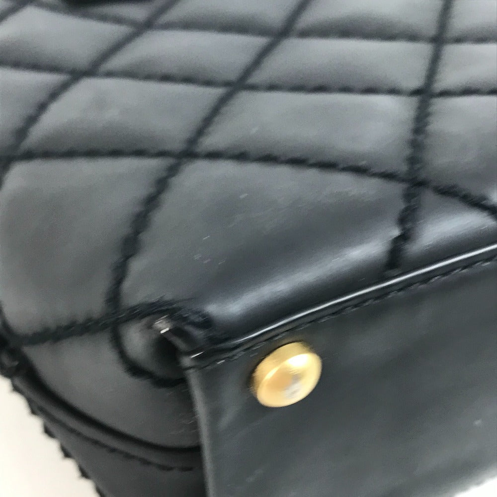 CHANEL Shoulder CC Mark Logo Wild Stitch Logo Hand Bag Tote Bag Leather Black/Gold Used