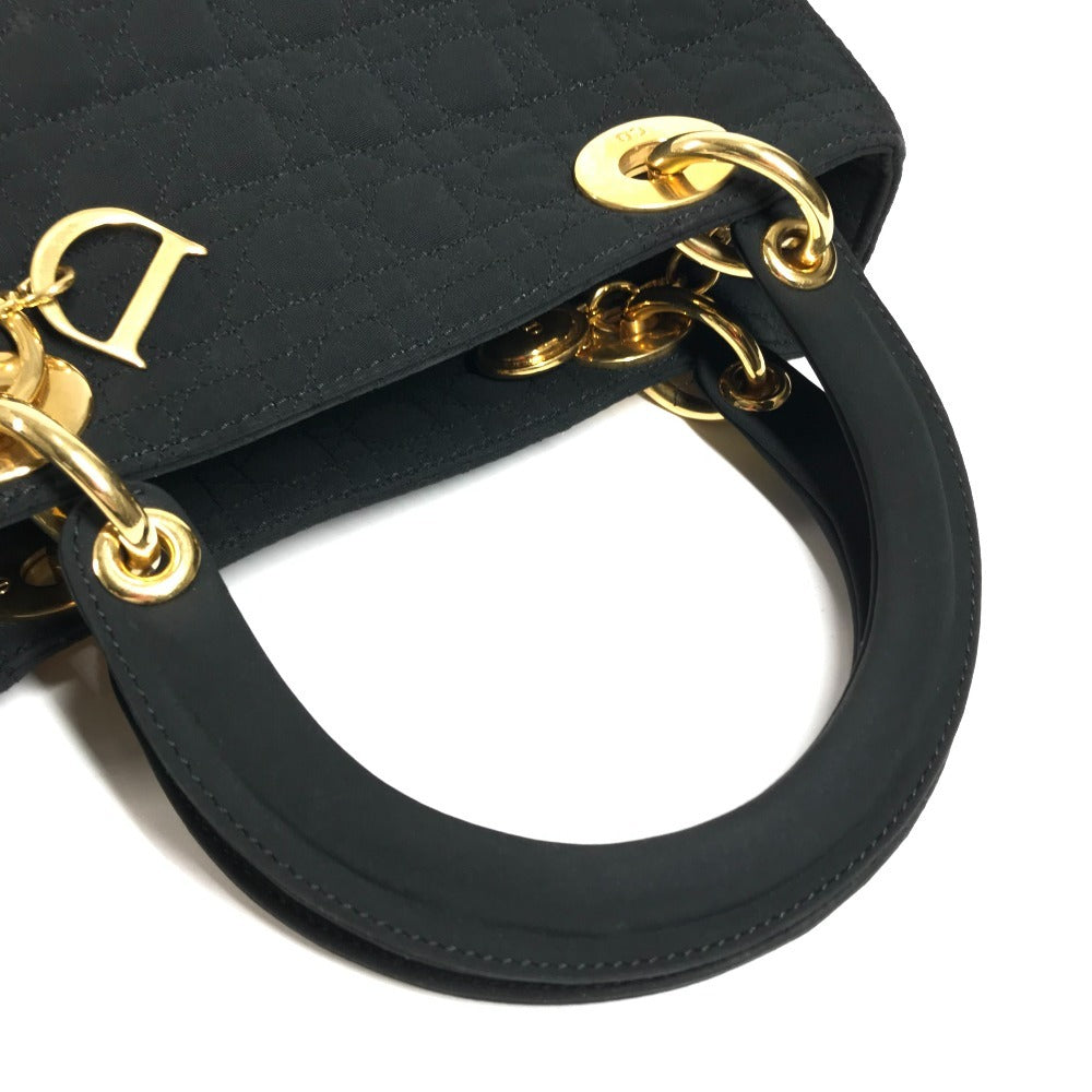 Dior Cannage Lady CHRISTIAN DIOR lady dior Handbag, bag, tote bag Hand Bag Nylon Black Used