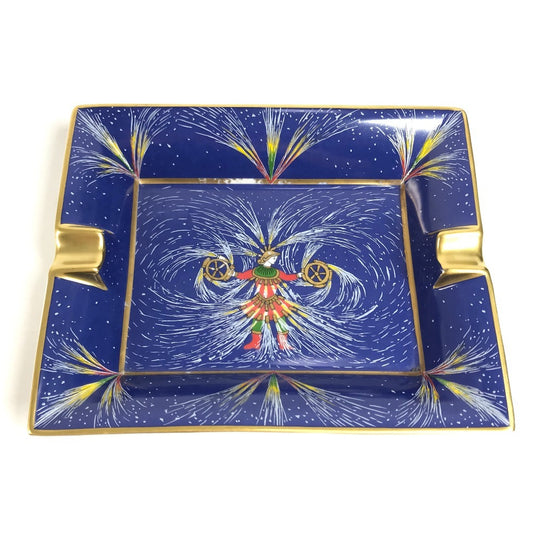 HERMES Ashtray Accessory case, jewelry case, accessory tray, interior ashtray Pottery blue Used