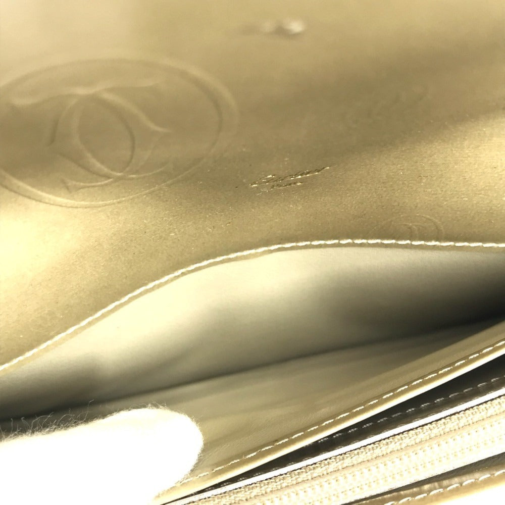 CARTIER Logo happy birthday Long Wallet Flap Long Wallet Leather Gold Used