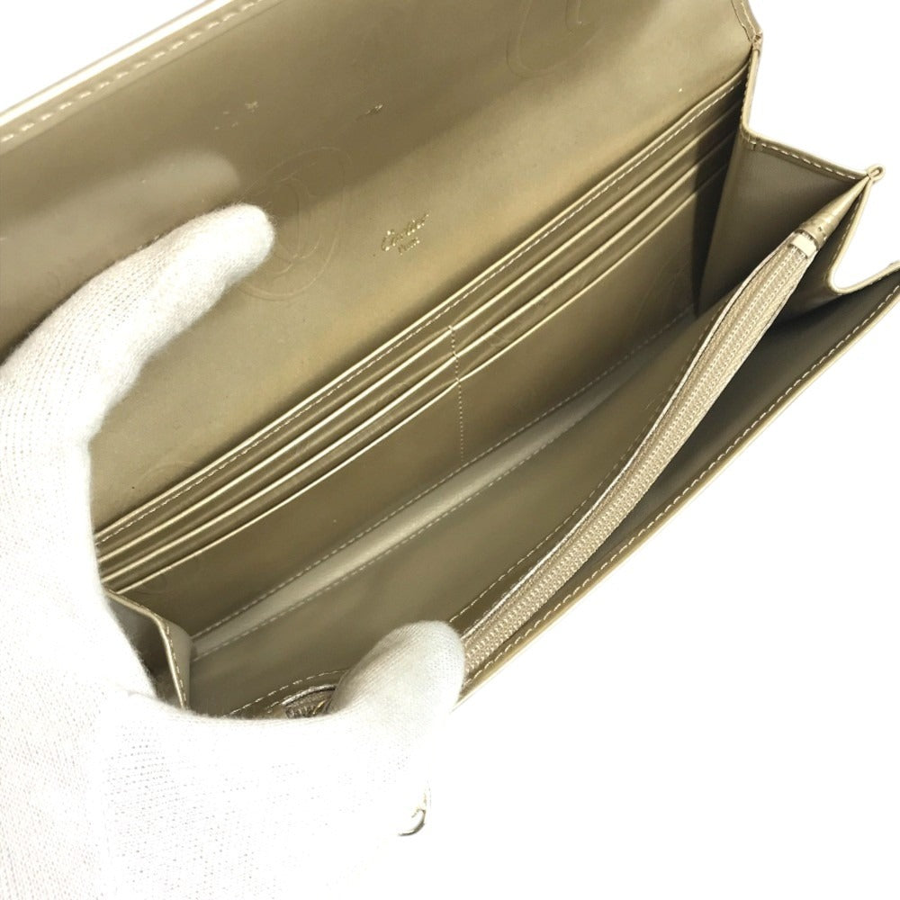 CARTIER Logo happy birthday Long Wallet Flap Long Wallet Leather Gold Used