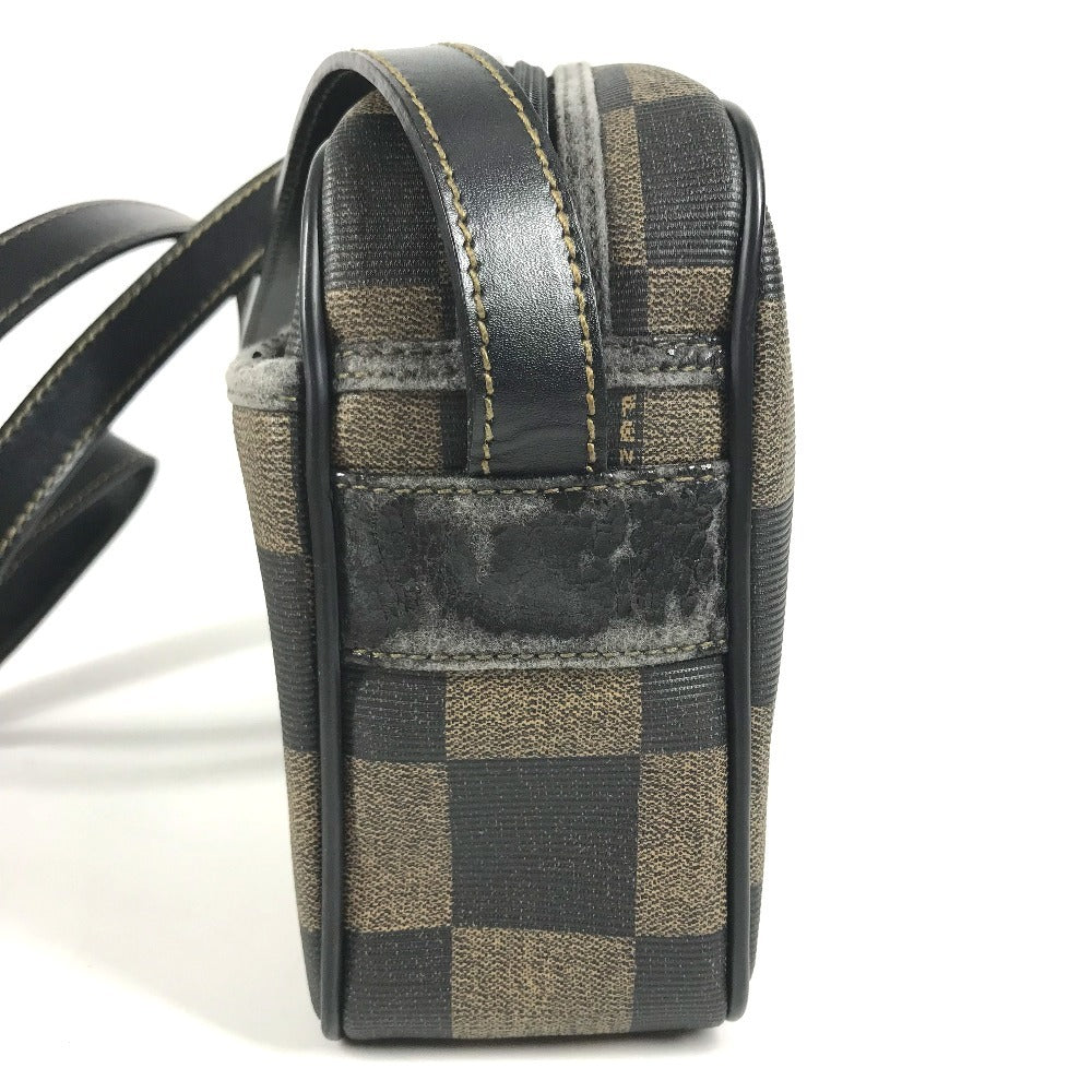 FENDI vintage Pecan logo Bag Crossbody Pochette Shoulder Bag PVC/Leather khaki/Black Used