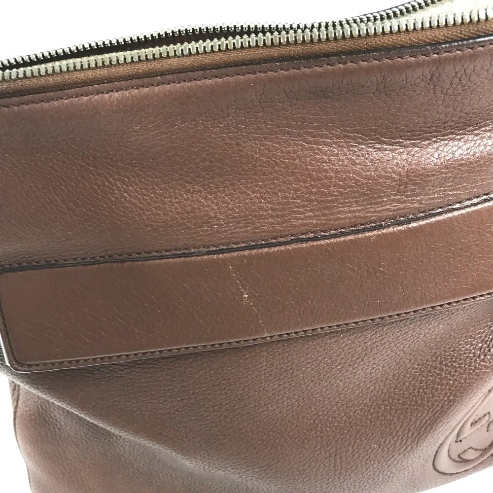 GUCCI 322059 Interlocking G logo Bag Crossbody Pochette Shoulder Bag Leather Brown Used