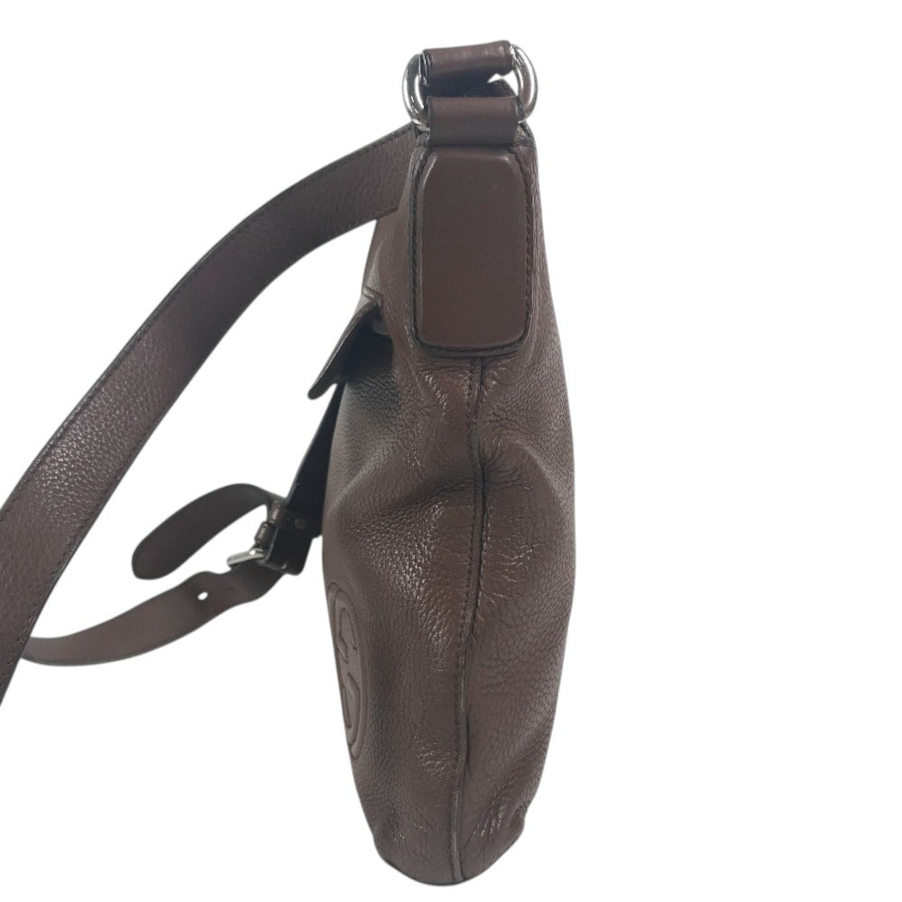 GUCCI 322059 Interlocking G logo Bag Crossbody Pochette Shoulder Bag Leather Brown Used