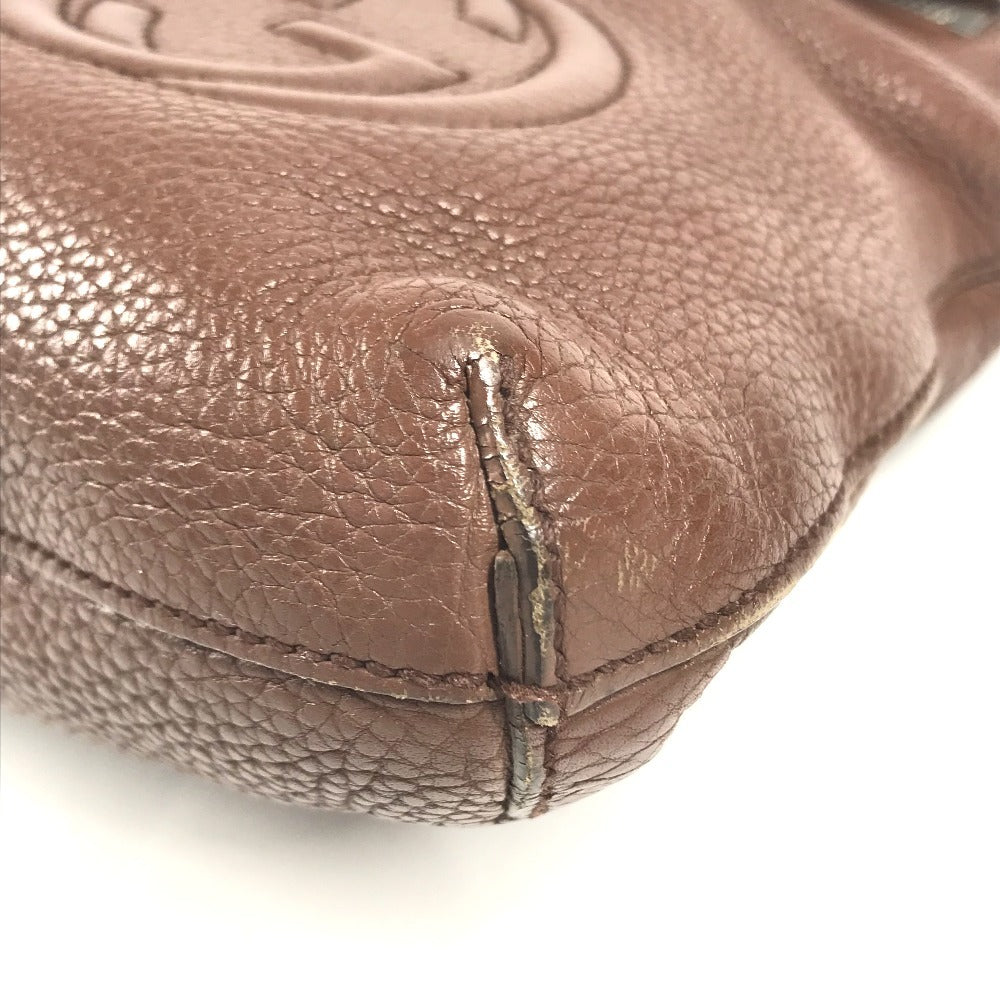 GUCCI 322059 Interlocking G logo Bag Crossbody Pochette Shoulder Bag Leather Brown Used