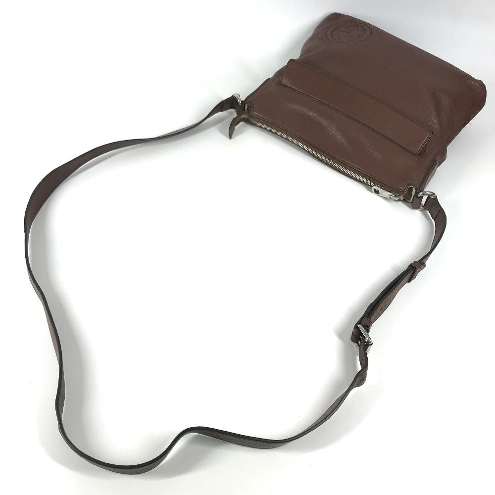 GUCCI 322059 Interlocking G logo Bag Crossbody Pochette Shoulder Bag Leather Brown Used