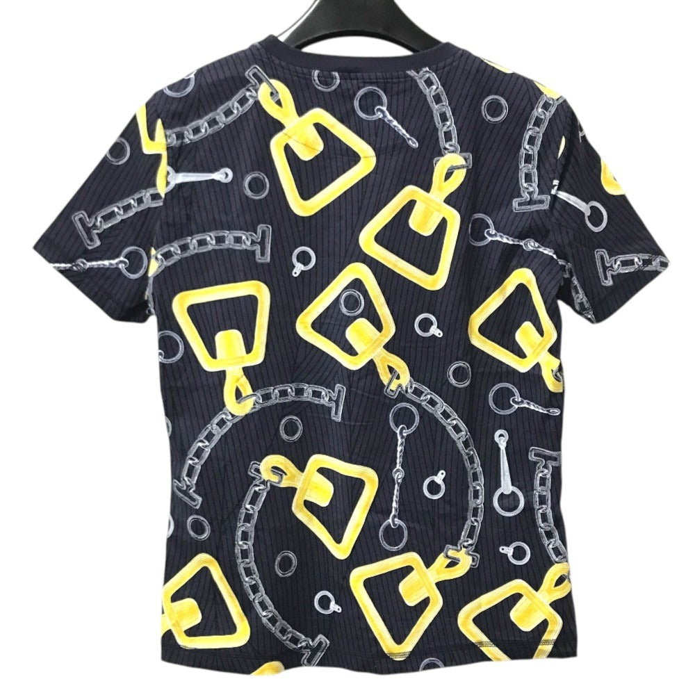 HERMES Kaleidoscope Effect Apparel short sleeve tops Short sleeve T-shirt cotton Navy/yellow Used