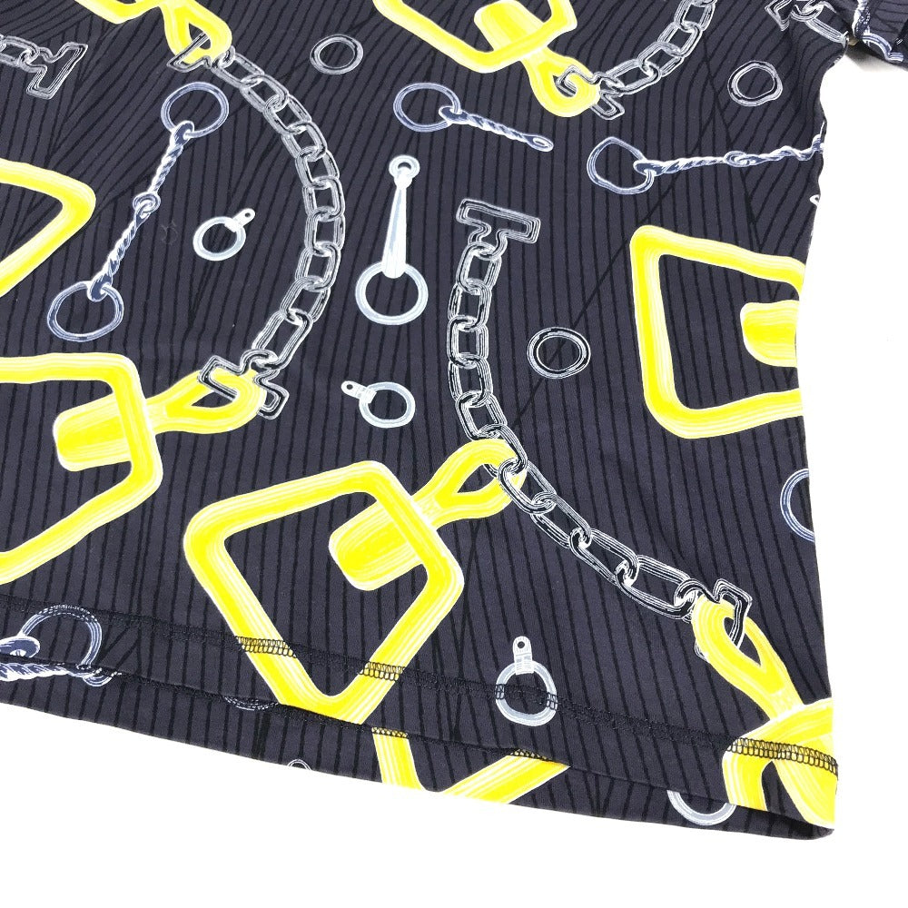 HERMES Kaleidoscope Effect Apparel short sleeve tops Short sleeve T-shirt cotton Navy/yellow Used