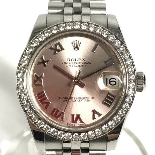 ROLEX 178384 random Datejust logo Automatic Diamond Bezel Jubilee Bracelet Wristwatch SS Silver Used