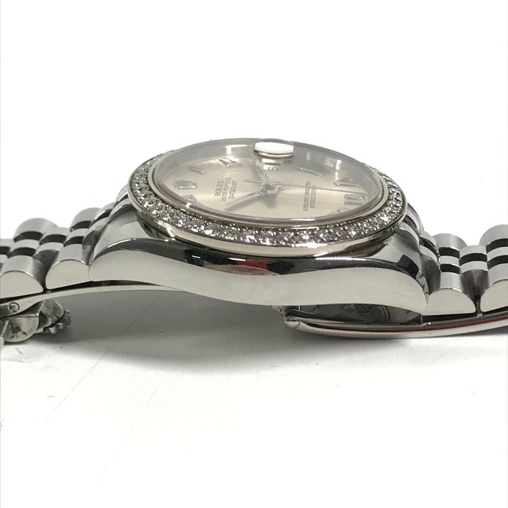 ROLEX 178384 random Datejust logo Automatic Diamond Bezel Jubilee Bracelet Wristwatch SS Silver Used