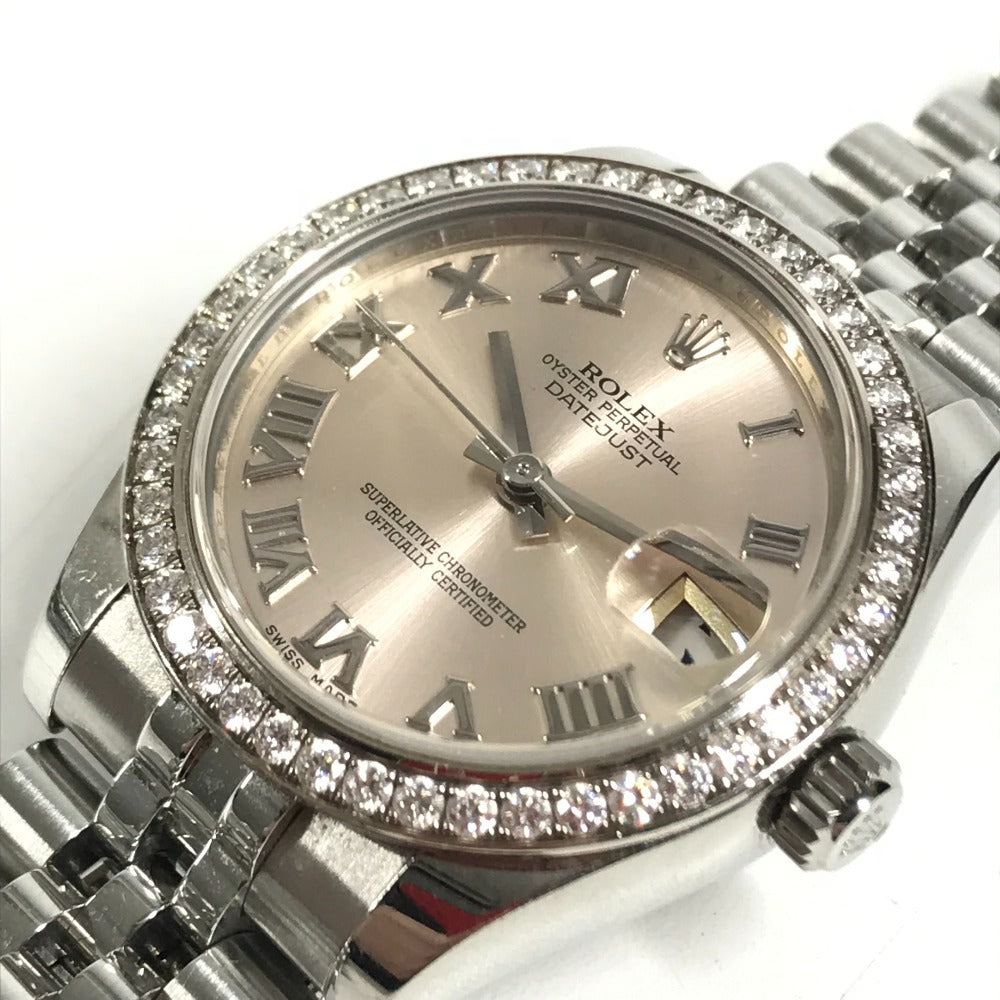 ROLEX 178384 random Datejust logo Automatic Diamond Bezel Jubilee Bracelet Wristwatch SS Silver Used