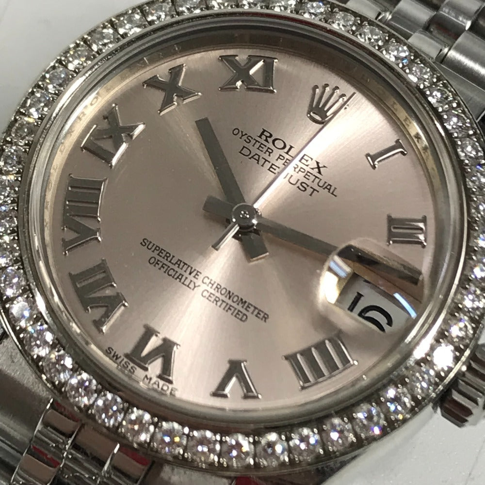 ROLEX 178384 random Datejust logo Automatic Diamond Bezel Jubilee Bracelet Wristwatch SS Silver Used