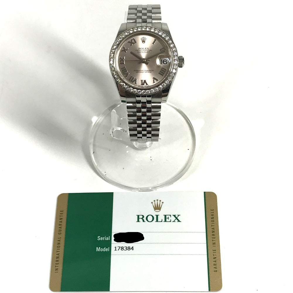 ROLEX 178384 random Datejust logo Automatic Diamond Bezel Jubilee Bracelet Wristwatch SS Silver Used