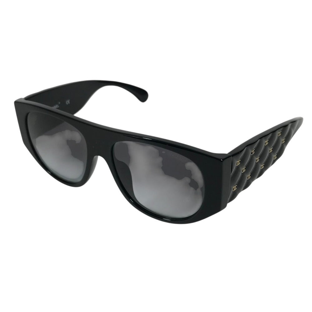 CHANEL 71465A Logo CC CC Mark Matelasse Quilted glasses glasses eyewear glasses sunglasses Plastic Black/Gold Used