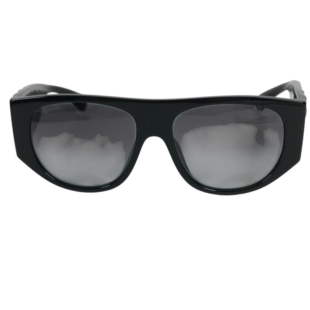 CHANEL 71465A Logo CC CC Mark Matelasse Quilted glasses glasses eyewear glasses sunglasses Plastic Black/Gold Used