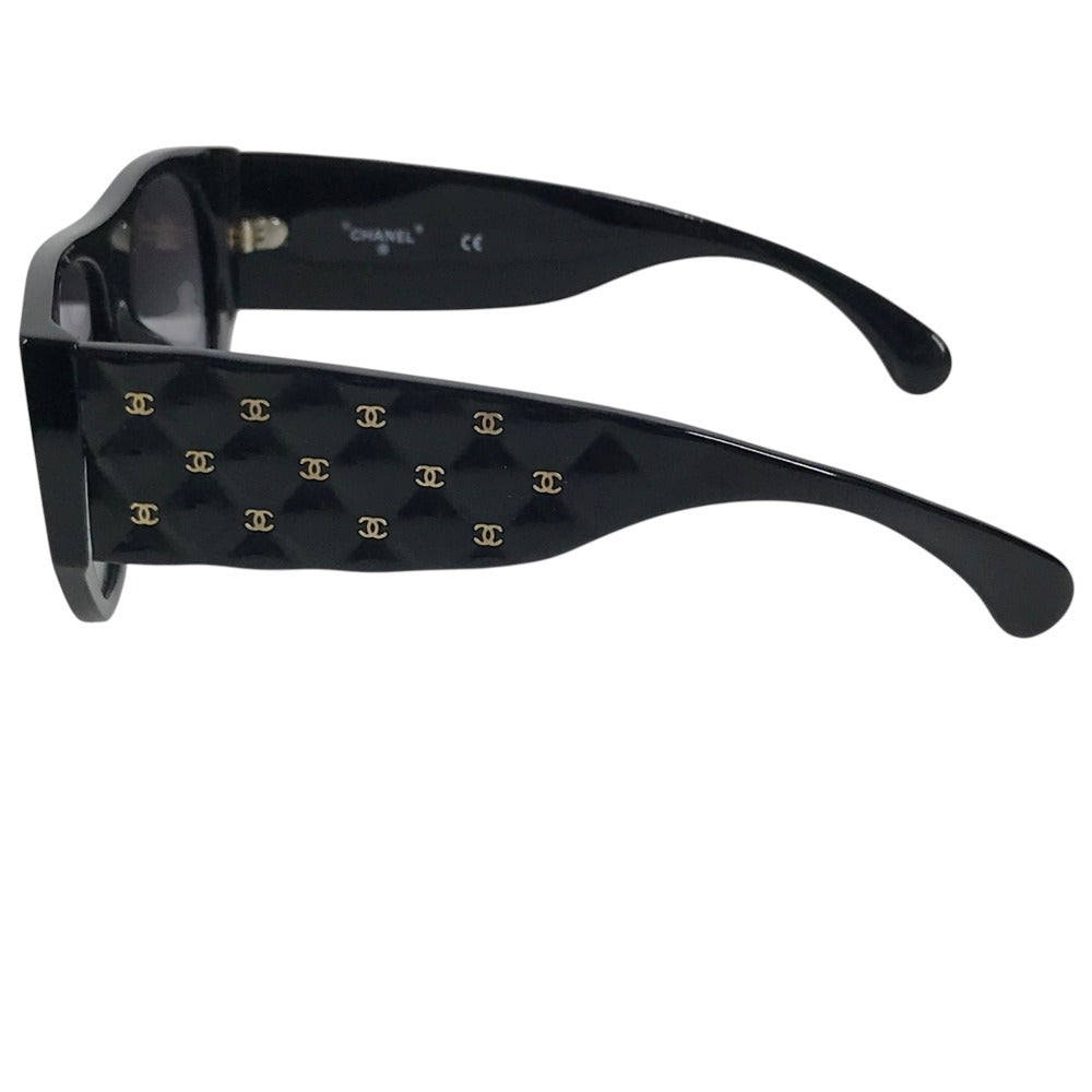 CHANEL 71465A Logo CC CC Mark Matelasse Quilted glasses glasses eyewear glasses sunglasses Plastic Black/Gold Used