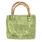 GUCCI 000 121 vintage Bamboo 2WAY bag Hand Bag Shoulder bag Tote Bag Shoulder Bag suede Green Used