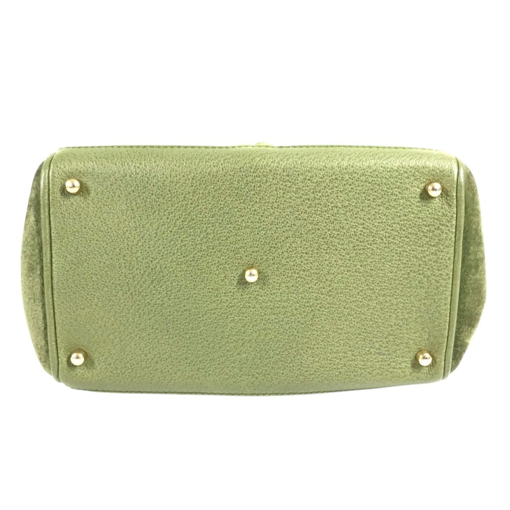 GUCCI 000 121 vintage Bamboo 2WAY bag Hand Bag Shoulder bag Tote Bag Shoulder Bag suede Green Used
