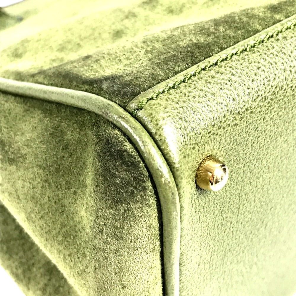 GUCCI 000 121 vintage Bamboo 2WAY bag Hand Bag Shoulder bag Tote Bag Shoulder Bag suede Green Used