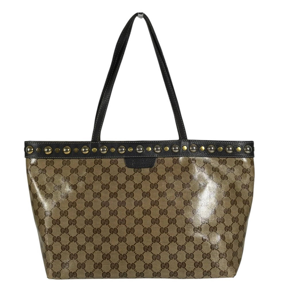 GUCCI 336667 GG crystal Logo studs Tote Bag shoulder bag Shoulder Bag Leather / Coated Canvas Beige Used