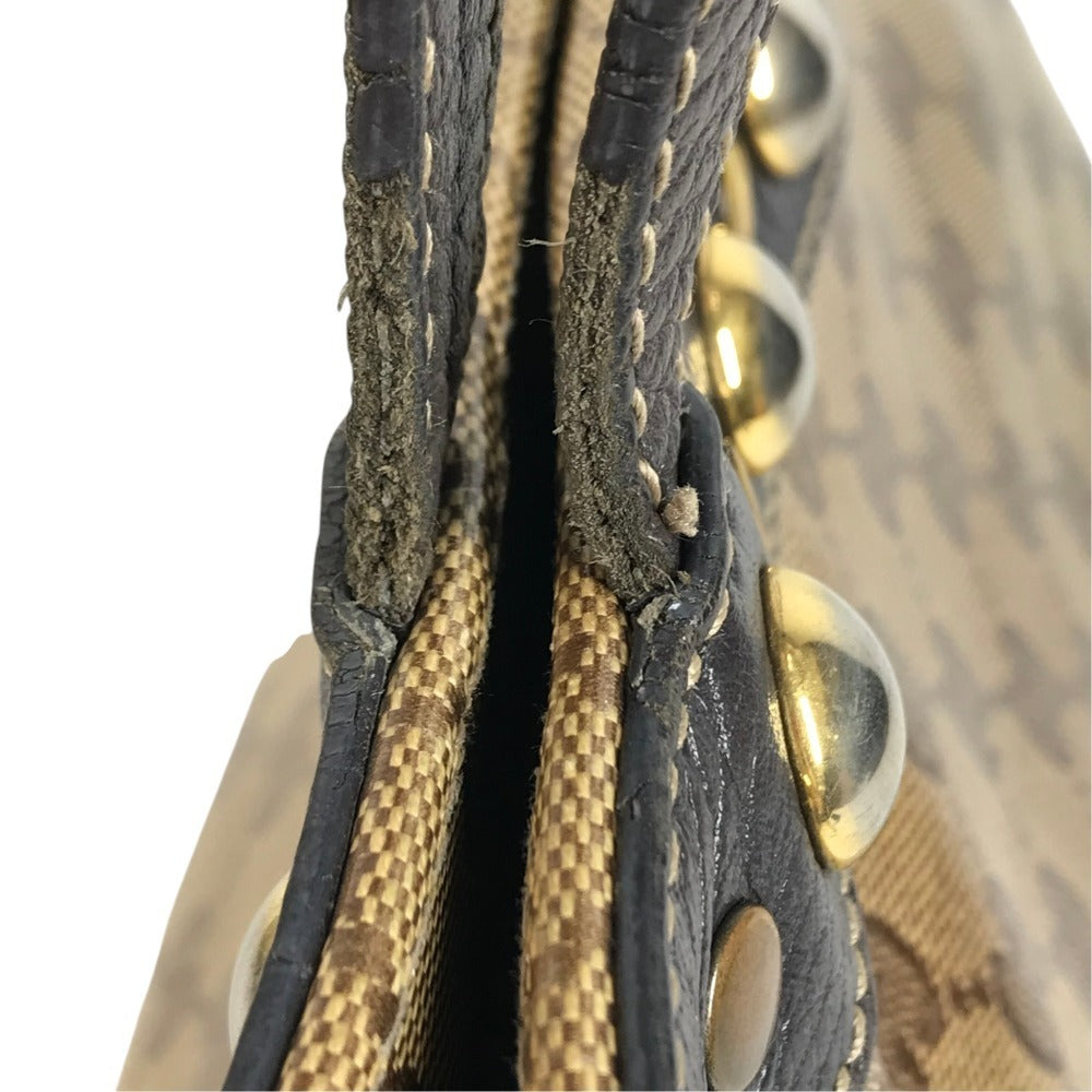 GUCCI 336667 GG crystal Logo studs Tote Bag shoulder bag Shoulder Bag Leather / Coated Canvas Beige Used