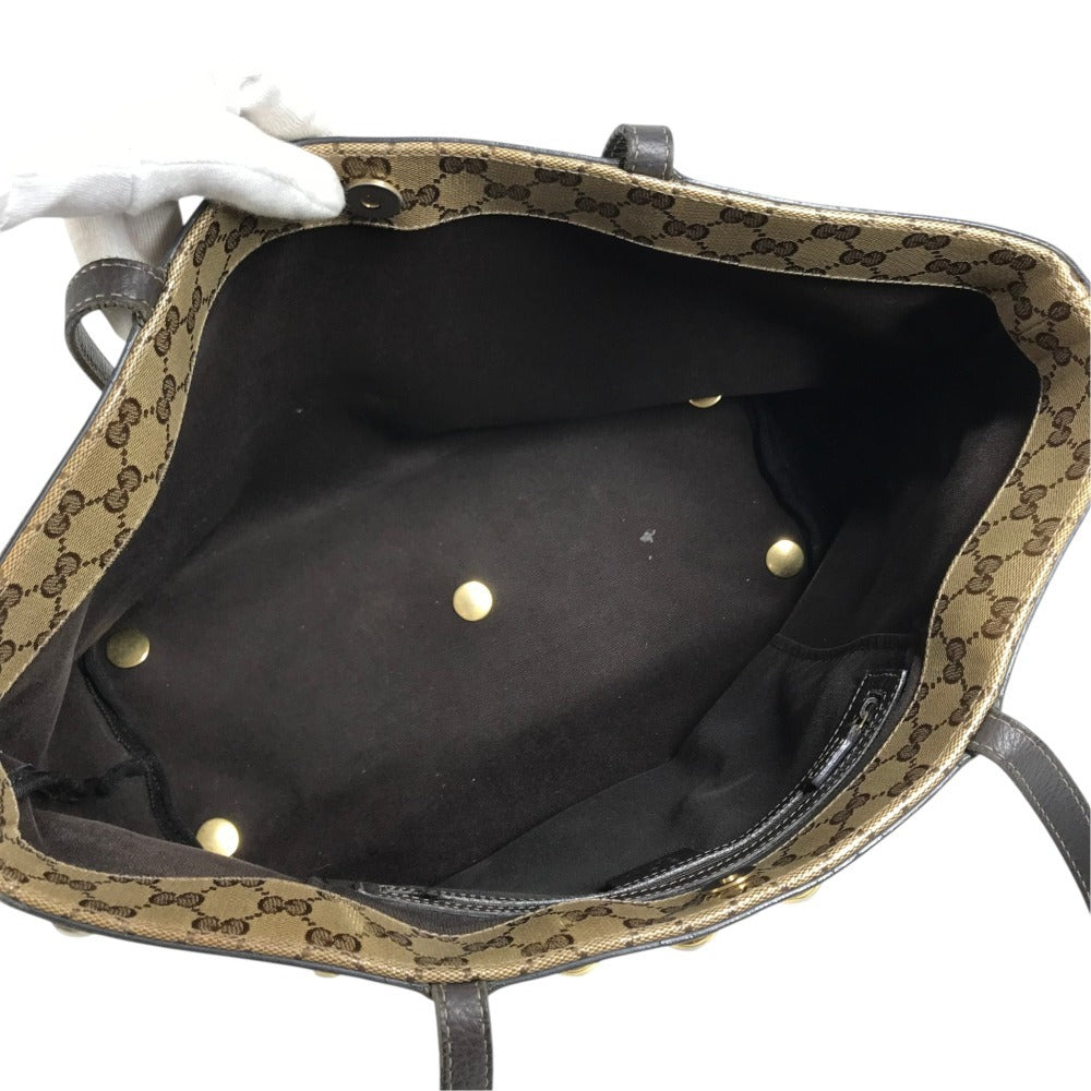 GUCCI 336667 GG crystal Logo studs Tote Bag shoulder bag Shoulder Bag Leather / Coated Canvas Beige Used