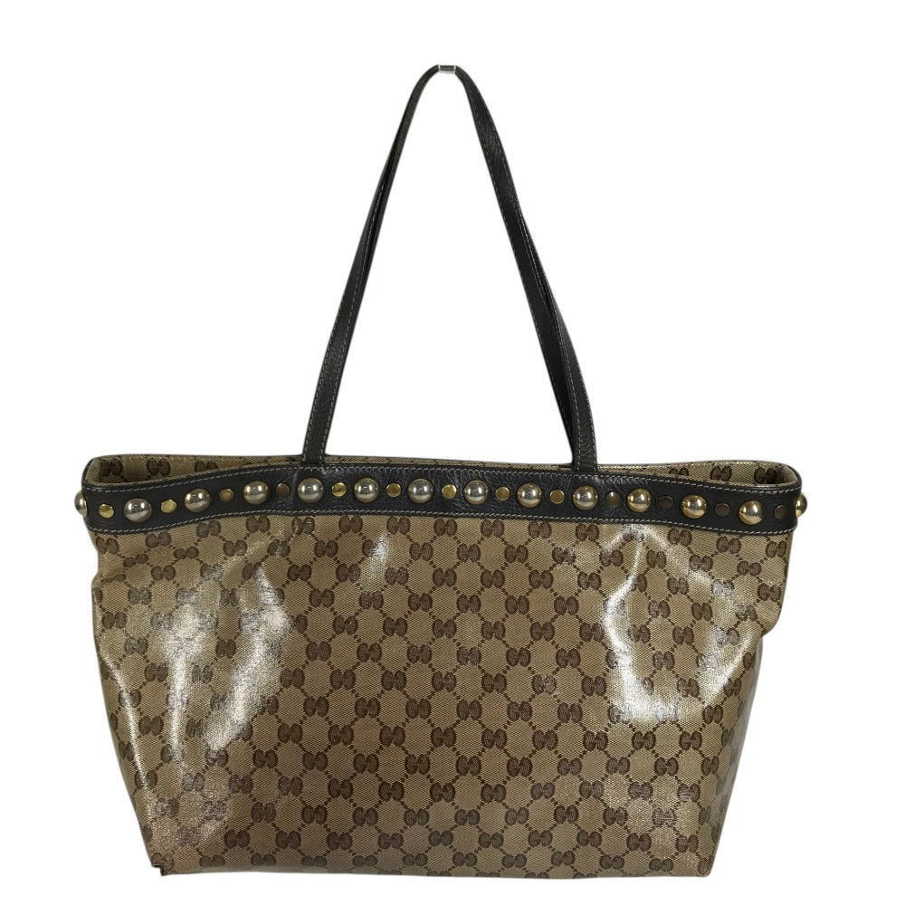 GUCCI 336667 GG crystal Logo studs Tote Bag shoulder bag Shoulder Bag Leather / Coated Canvas Beige Used