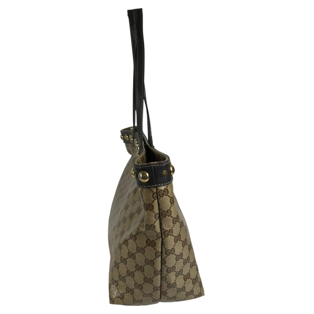 GUCCI 336667 GG crystal Logo studs Tote Bag shoulder bag Shoulder Bag Leather / Coated Canvas Beige Used