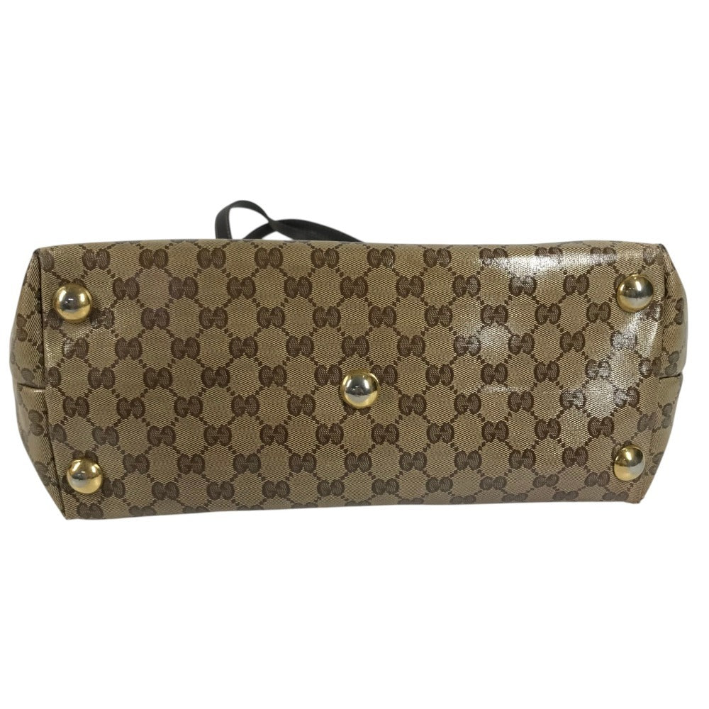 GUCCI 336667 GG crystal Logo studs Tote Bag shoulder bag Shoulder Bag Leather / Coated Canvas Beige Used