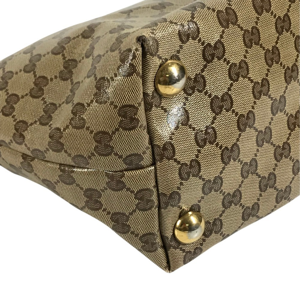 GUCCI 336667 GG crystal Logo studs Tote Bag shoulder bag Shoulder Bag Leather / Coated Canvas Beige Used