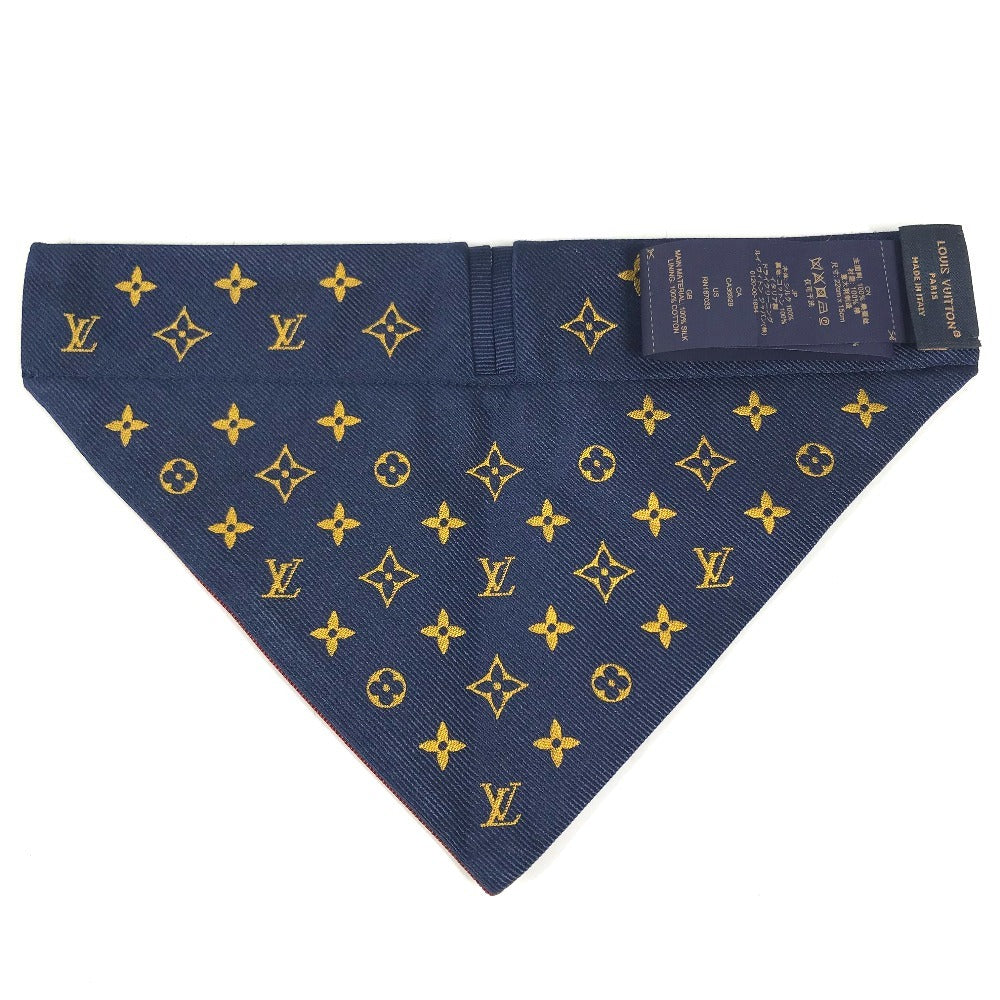 LOUIS VUITTON GI1261 Dog Bandana MM Dog Bandana MM Pet dog Collar cotton Red/Navy Used
