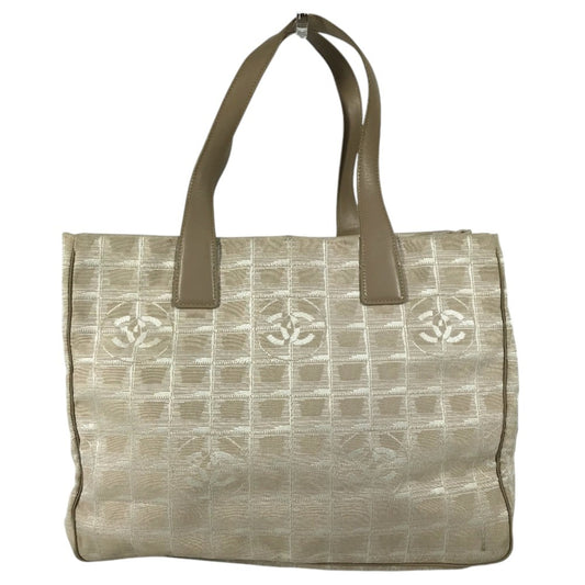 CHANEL A15991 CC CC Mark logo New Travel Line MM New Travel Line MM Shoulder bag, handbag, shoulder bag Tote Bag Leather / Nylon Jacquard Beige Used