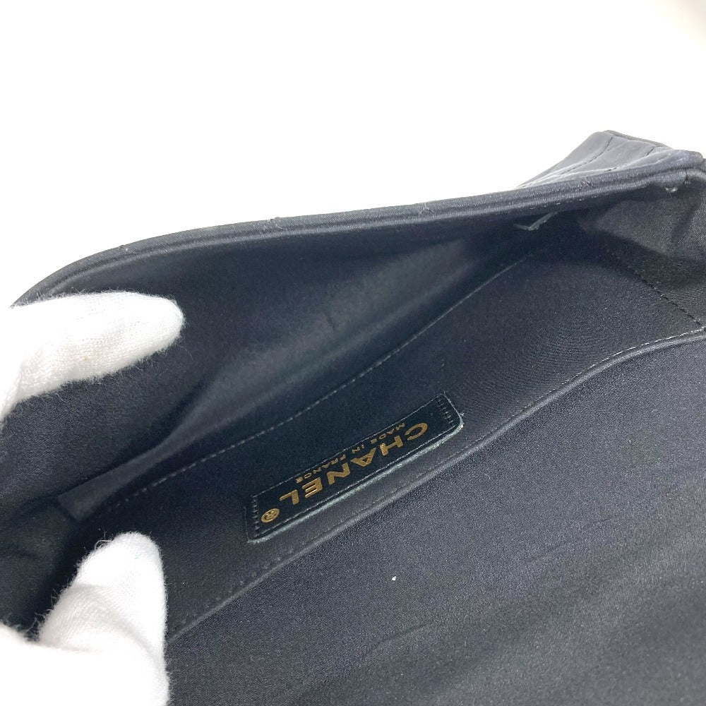 CHANEL Party bag Logo Faux Pearl Rhinestone Bijoux Flap Chain Bag Handbag Shoulder Bag Shoulder Bag Satin Black Used