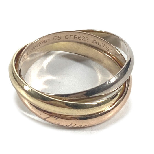 CARTIER K18 Gold 18K Trinity logo Triple-strand accessory jewelry Ring Au750 Gold/Silver Used