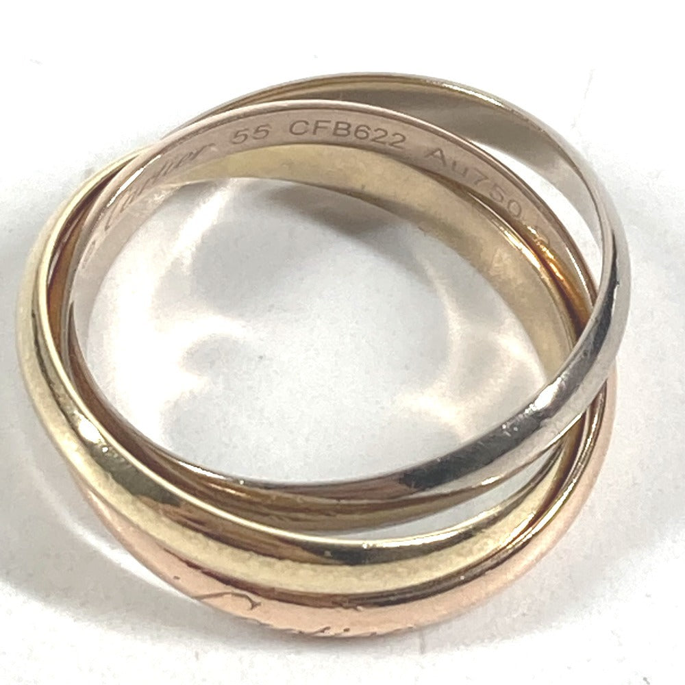 CARTIER K18 Gold 18K Trinity logo Triple-strand accessory jewelry Ring Au750 Gold/Silver Used