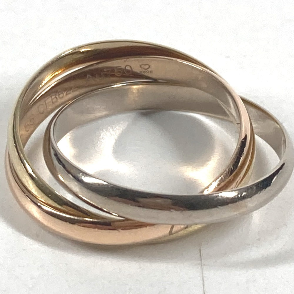 CARTIER K18 Gold 18K Trinity logo Triple-strand accessory jewelry Ring Au750 Gold/Silver Used